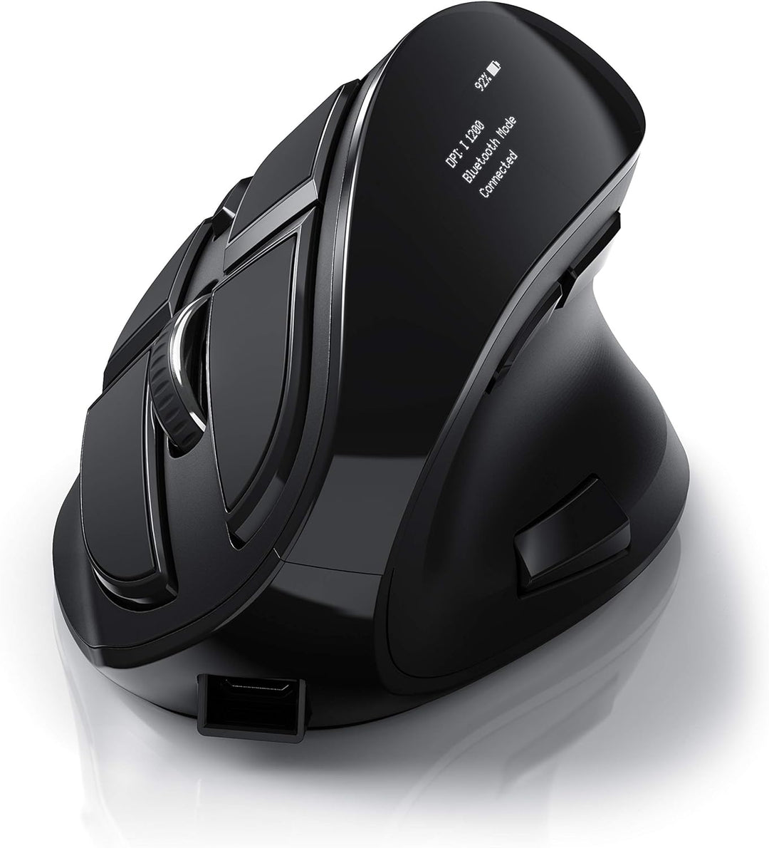 CSL - optische vertikale Maus kabellos - Wireless Mouse – Funkmaus mit OLED Display - 2,4 Ghz - gege