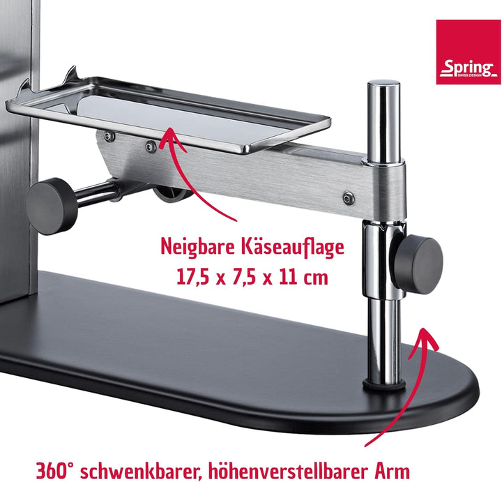 SPRING Raclette Ofen | Schweizer Raclette-Gerät | Edelstahl | stufenlos höhenverstellbar | mit antih