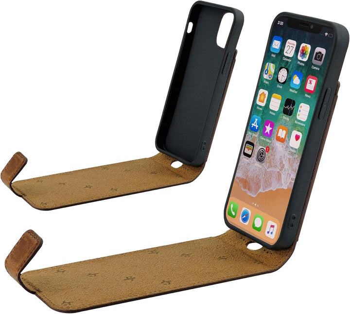 Suncase Original Flip-Style (Ultra-Slim) kompatibel mit iPhone 12 Mini (5.4") Hülle Ledertasche Tasc