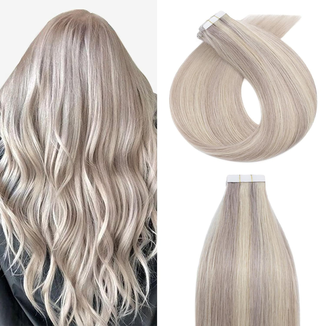 Silk-co Tape Extensions Echthaar 20stk, Haarverlängerung Tape in Extensions Echthaar, Remy Haarexten