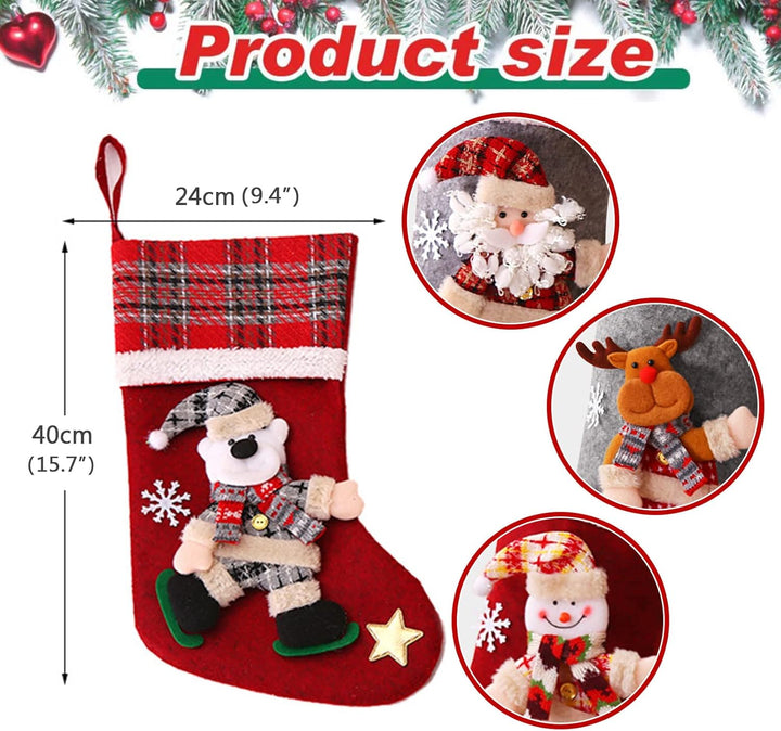 NIBESSER Nikolausstrumpf 4er Set Grosse Nikolausstiefel zum Befüllen Weihnachtsstrumpf Geschenkbeute