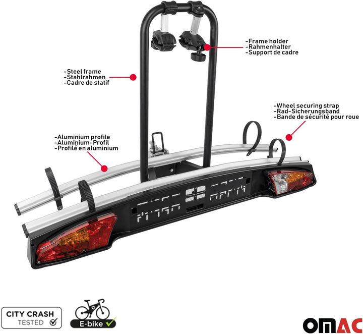 Menabo Fahrradträger Merak K Anhängerkupplung Heckträger 2 Fahrräder | Heckträger Fahrrad Faltbar Ab