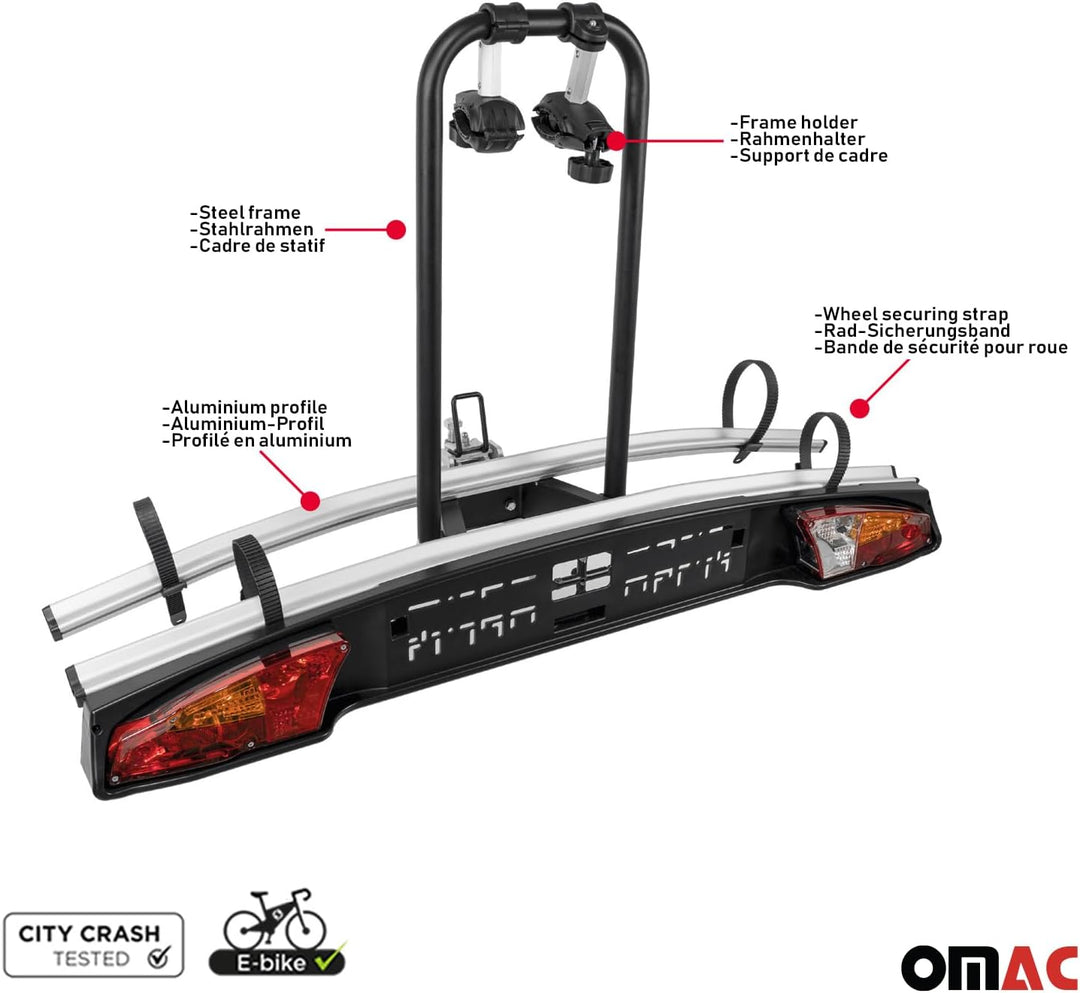 Menabo Fahrradträger Merak K Anhängerkupplung Heckträger 2 Fahrräder | Heckträger Fahrrad Faltbar Ab
