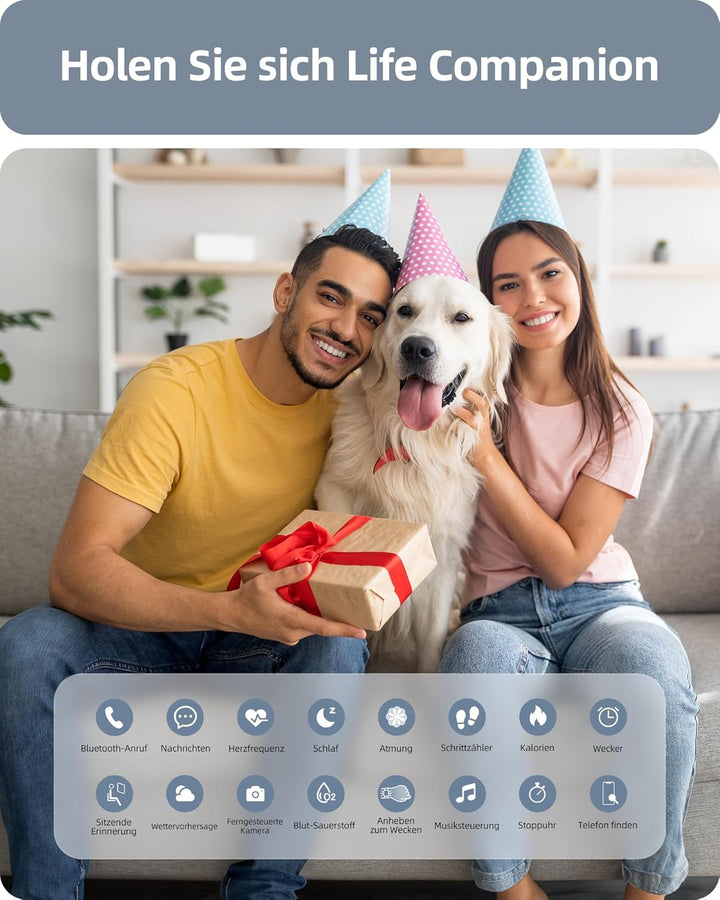 Parsonver Smartwatch Herren mit Telefonfunktion, Fitness-Tracker mit Herzfrequenz Schlafmonitor, 1.3