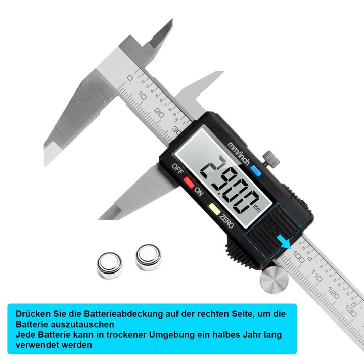 Messschieber Digital, Qfun Edelstahl Schieblehre Messwerkzeuge 150mm Spritzwasserdicht Staubdicht Sc