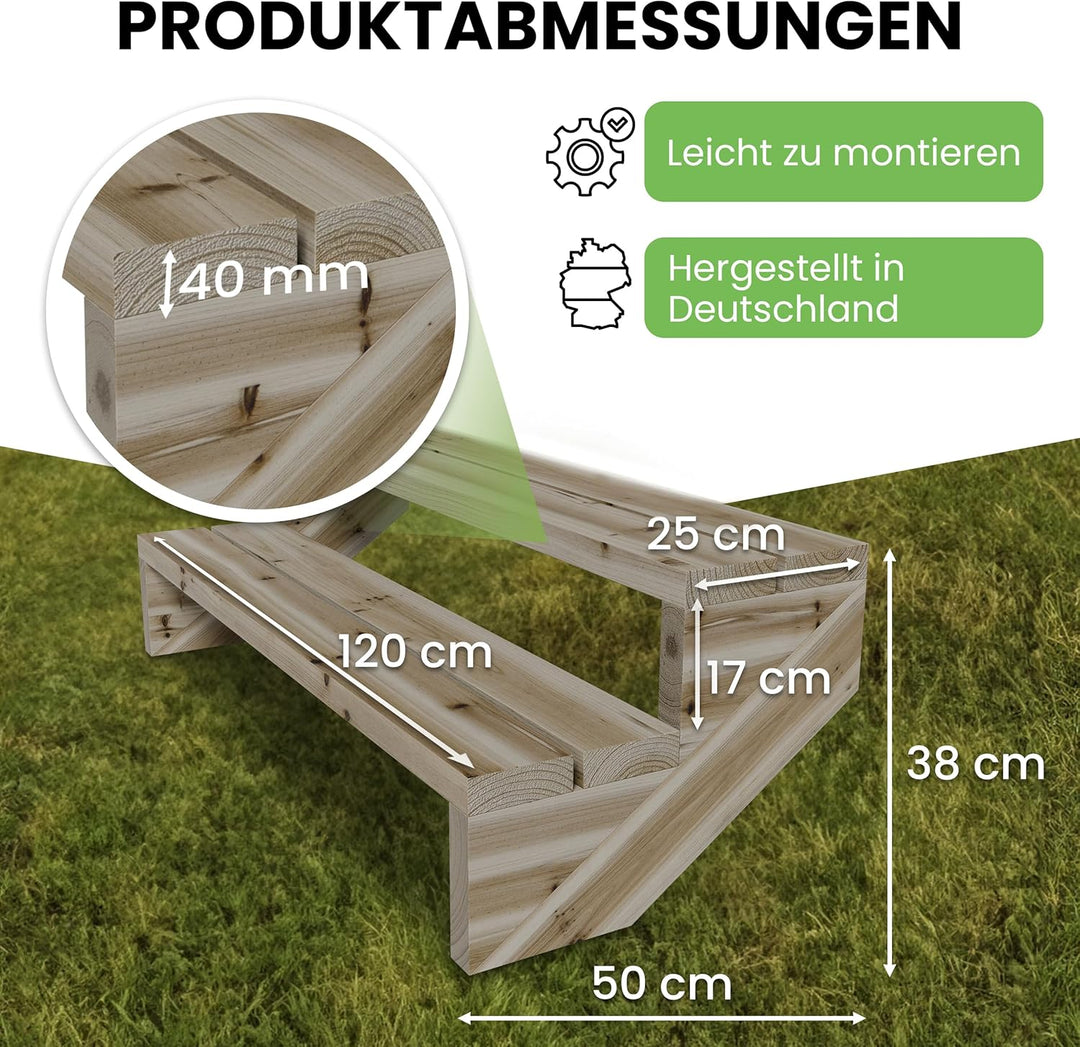 Gartenwelt Riegelsberger Terrassentreppe Breite 120 cm Treppe mit 2 Stufen Geschosshöhe 38 cm Massiv