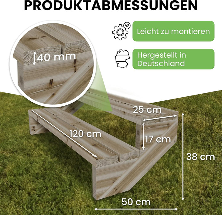 Gartenwelt Riegelsberger Terrassentreppe Breite 120 cm Treppe mit 2 Stufen Geschosshöhe 38 cm Massiv