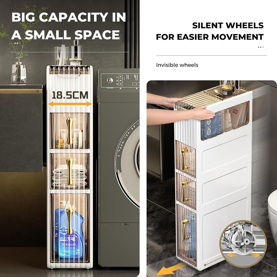 MAGIC SELECT Schmaler Badezimmer-Organizer. Hilfsschrank mit Rädern für Enge Stellen. Beistellschran