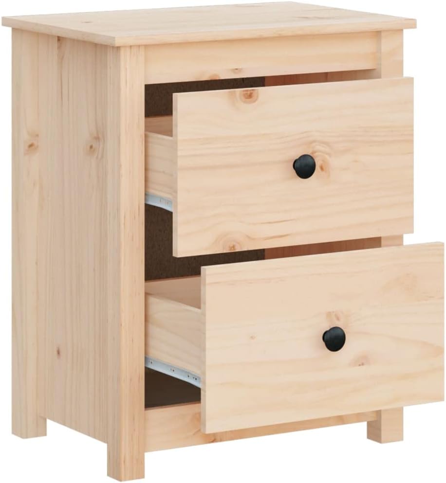 Bedside Table Nachtkonsole Beistelltisch mit Stauraum Night Stand Nachttisch 50x35x61,5 cm Massivhol