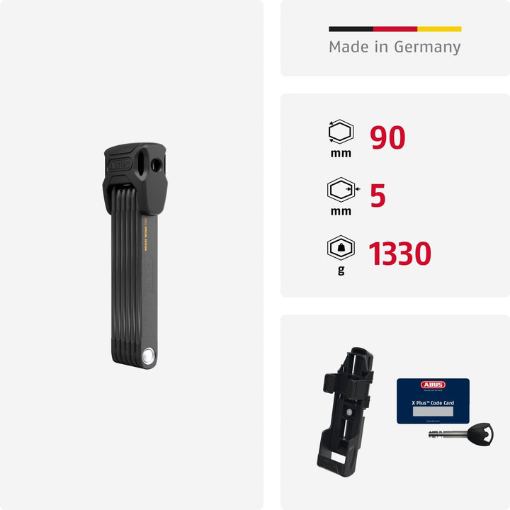 ABUS Faltschloss Bordo 6000K mit SH-Schlosshalter - Fahrradschloss mit XPlus Zylinder für hohen Mani