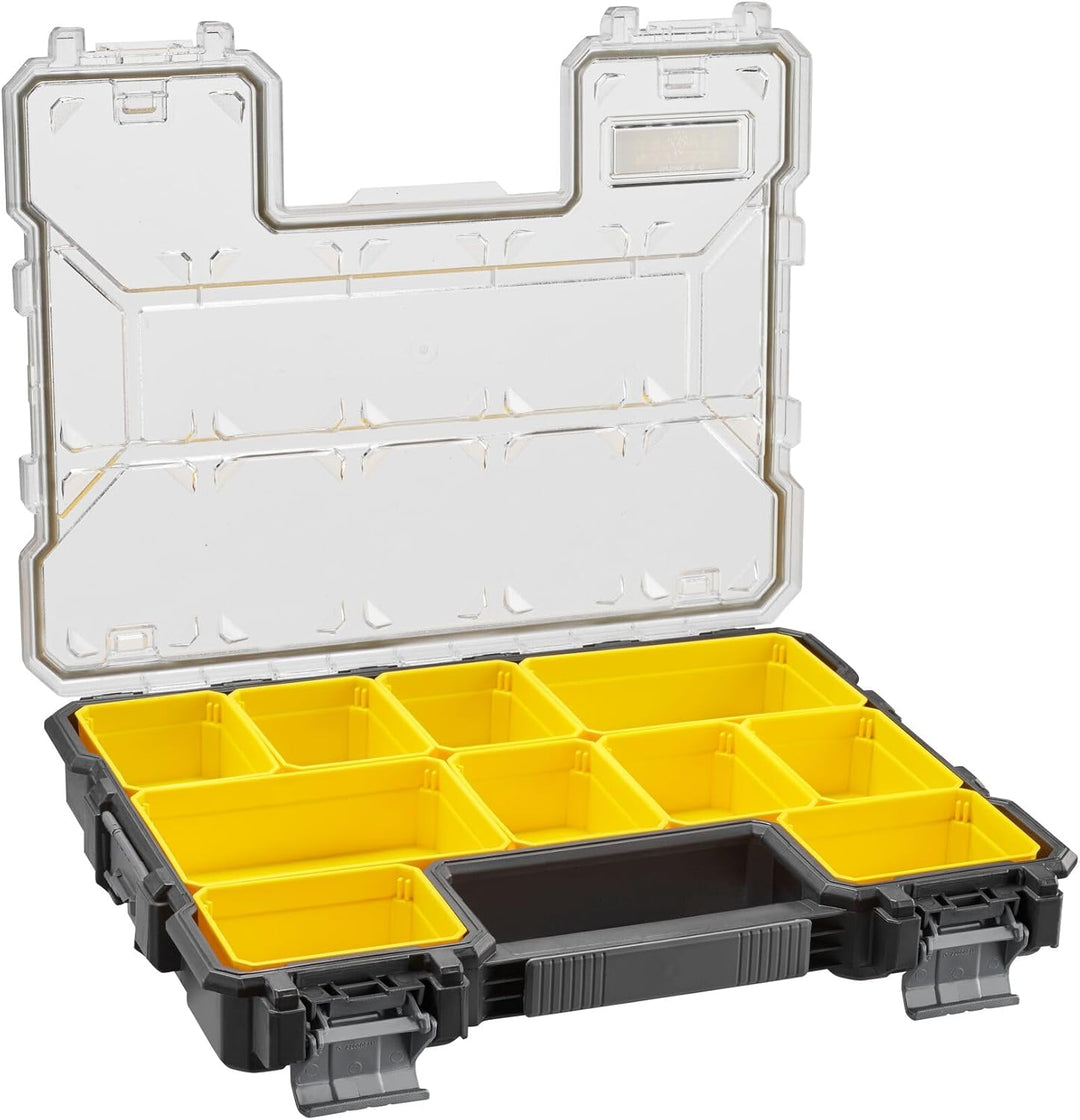Stanley FatMax Werkzeug-Profi-Organizer (44.6 x 7.4 x 35.7 cm, flache Fächer, mit Klappdeckel und Ku