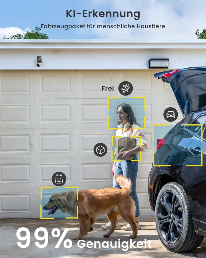 ieGeek 2K (Type-C) Überwachungskamera Aussen Akku Kabellose mit Solarplatten, 5200mAh Akku Kamera Üb