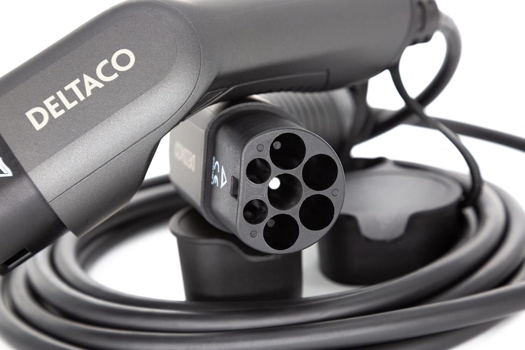 DELTACO Typ 2 EV-Ladekabel für E-Autos und Hybrid Fahrzeuge, Elektroauto Charger Mennekes Kabel, Kom