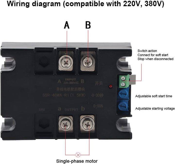 Motor Soft Start Controller Modul, TSR 20WA R1 2KW Motorstartplatine Optical Softstart Steuermoduls