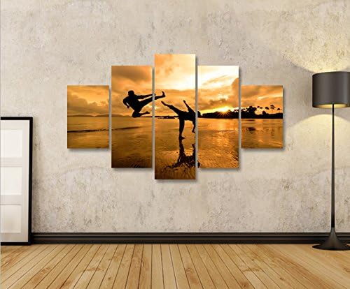 islandburner Bild Bilder auf Leinwand Kung Fu am Strand Kampfsport MF XXL Poster Leinwandbild Wandbi