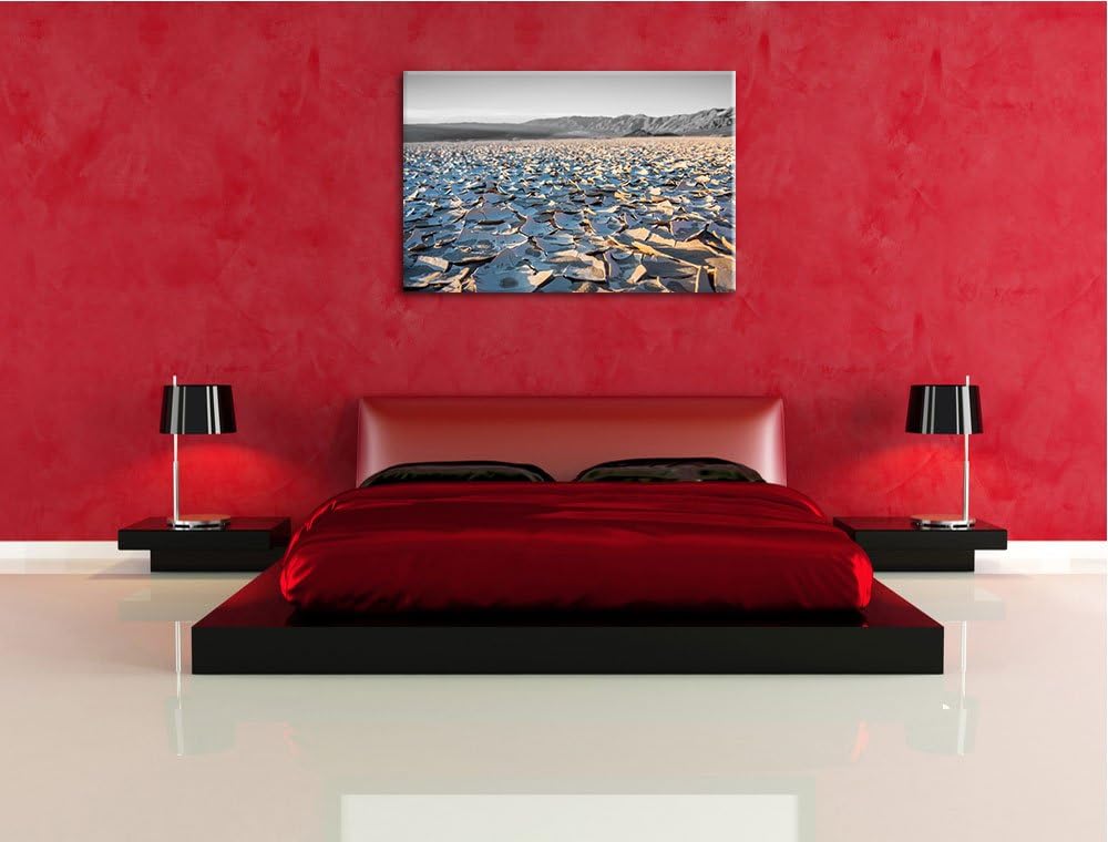 rissige Erde schwarz/weiss Format: 100x70 auf Leinwand, XXL riesige Bilder fertig gerahmt mit Keilra