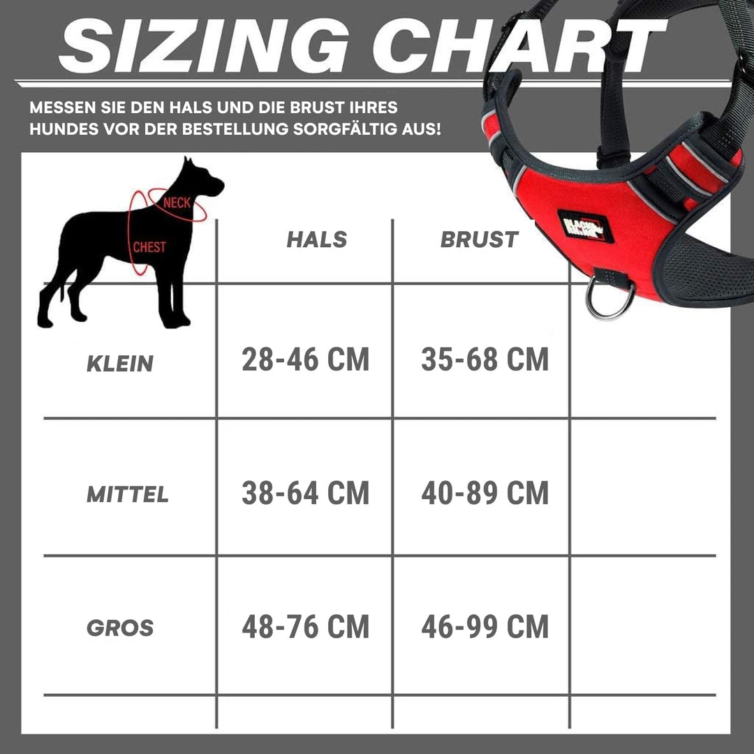 Black Rhino Hundegeschirr mit Netz gepolsterter Weste für kleine bis grosse Rassen, Verstellbar, Ref