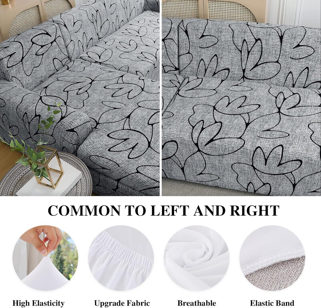 Jaotto Sofa Überwürfe Sofabezug Elastische Spandex Stretch Sofabezüge Couchbezug für L-Form Sofa Uni