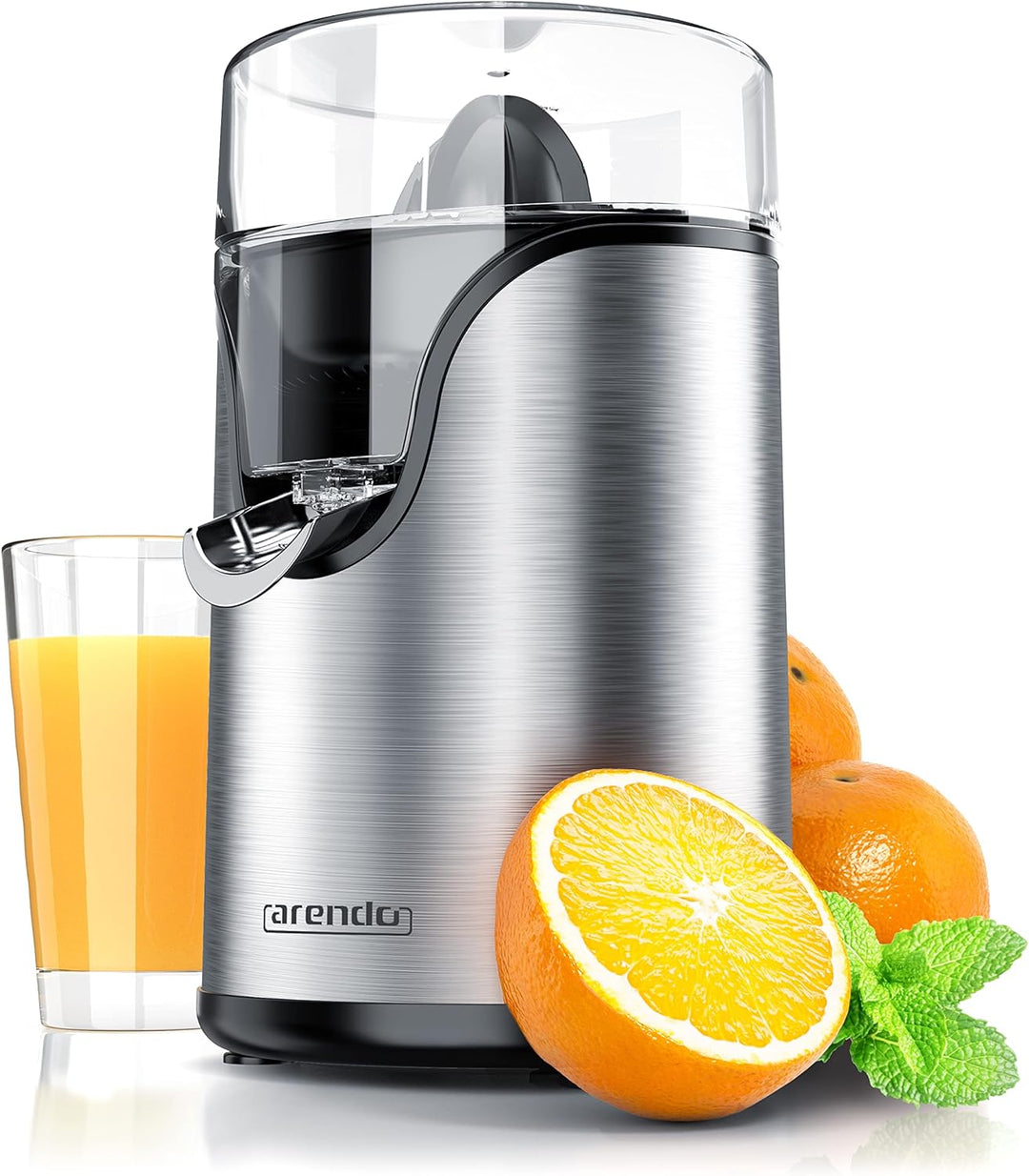 Arendo - Edelstahl Zitruspresse elektrisch - 100 Watt - Zitronenpresse Orangenpresse Limettenpresse