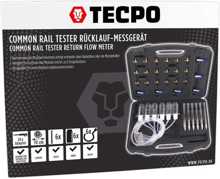 TECPO Common Rail Tester Injektor Prüfer 24 Adapter Denso Siemens Delphi Injektoren Prüfgerät Einspr