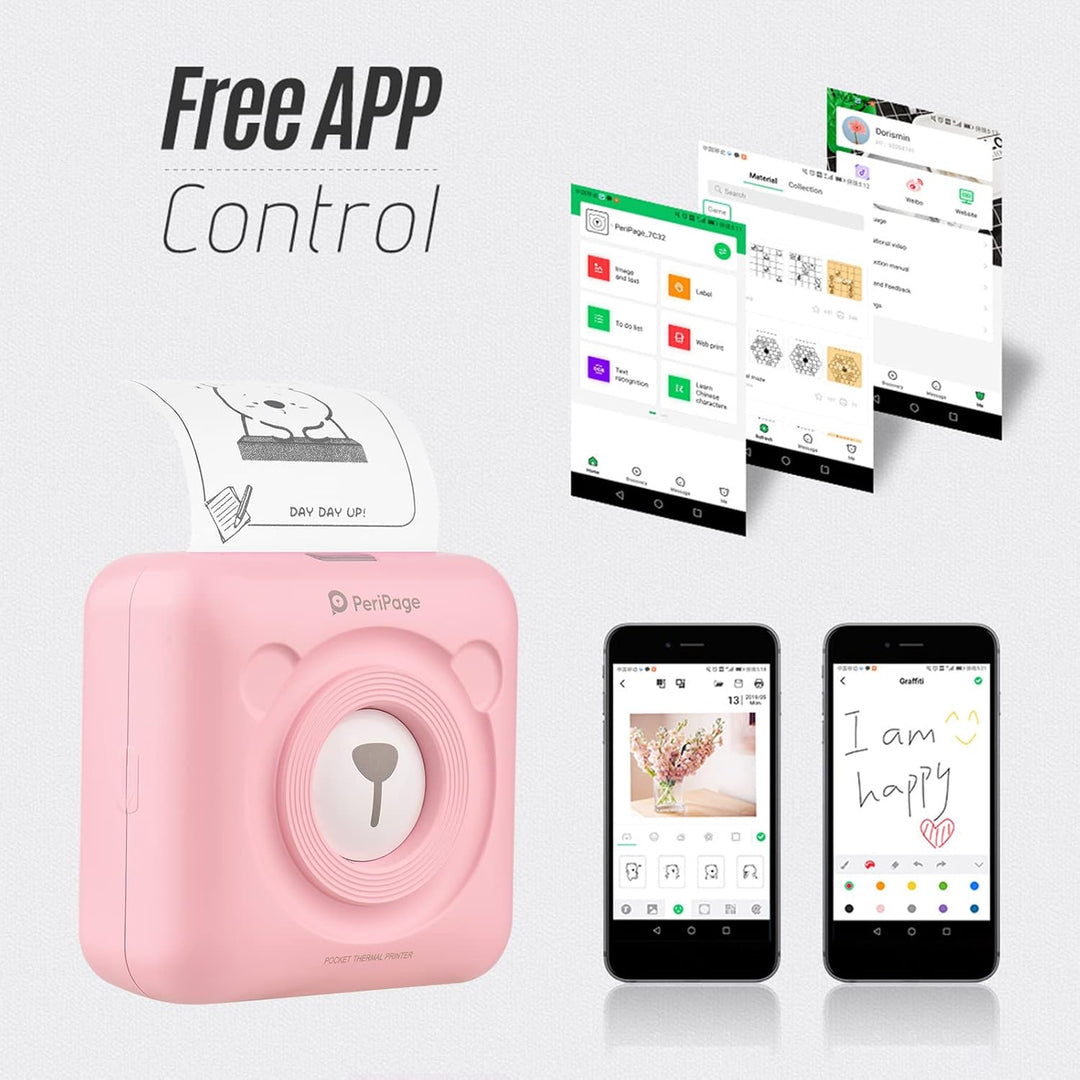 Bisofice Peripage Mini Fotodrucker für Smartphones, Drahtlose BT Verbindung Mobiler Drucker Kommt mi