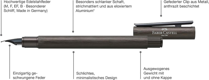Faber-Castell 146253 - Füller Neo Slim Aluminium, Federbreite B, gunmetal Federbreite B gunmetal, Fe