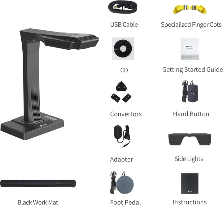 CZUR ET24 Pro Professioneller Buchscanner mit HDMI, 24MP Dokumentenscanner A3 Scanner mit Laser Verf