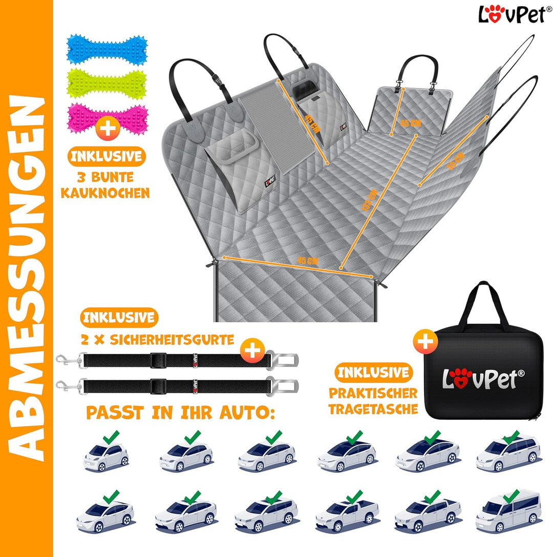 Lovpetยฎ 2in1 Hundedecke fรผr Auto Rรผckbank & Kofferraum mit Seitenschutz und Sichtfenster Kofferraums