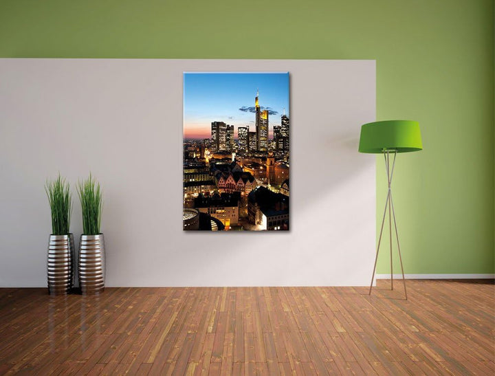 Frankfurt Skyline, Format: 100x70 auf Leinwand, XXL riesige Bilder fertig gerahmt mit Keilrahmen, Ku