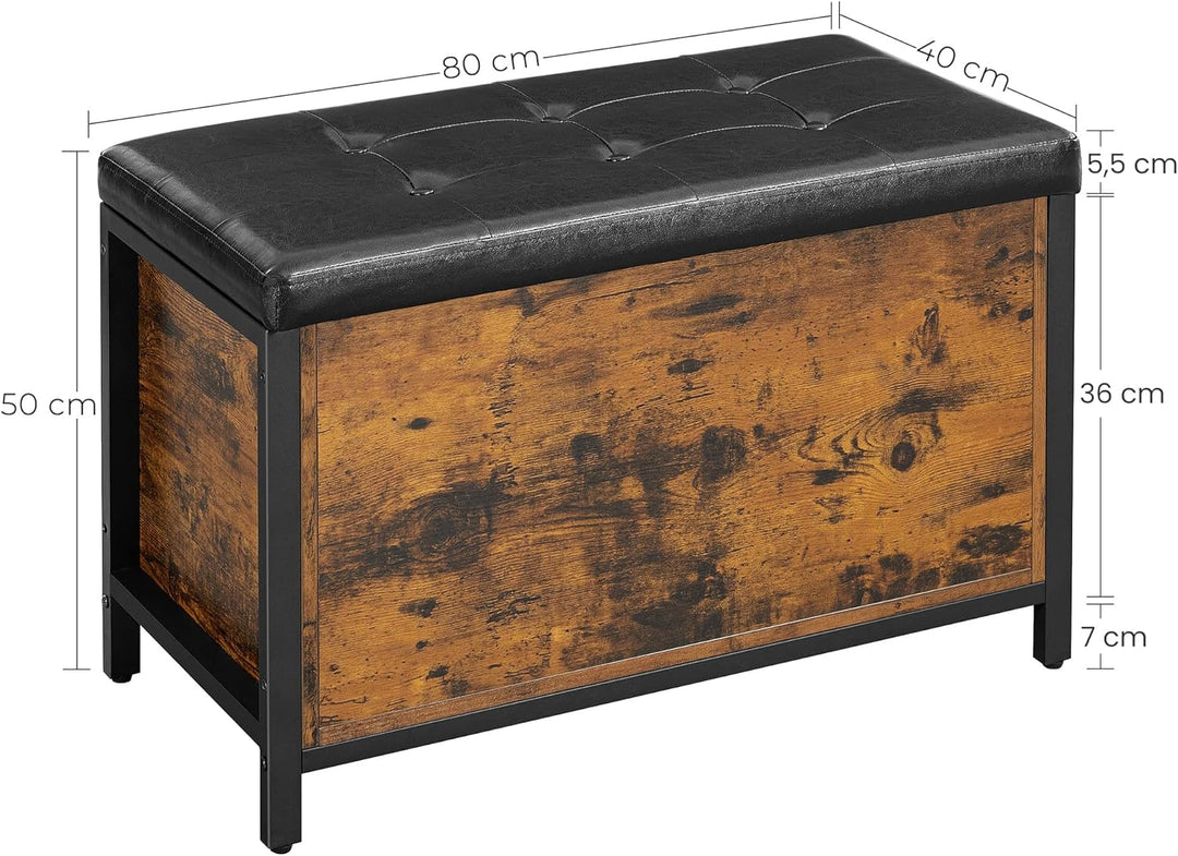VASAGLE Sitzbank mit Stauraum, gepolsterte Truhe, 80 x 40 x 50 cm, Betttruhe, Flur, Schlafzimmer, Wo