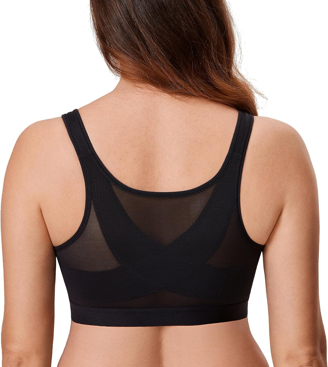 DELIMIRA Damen Vorderverschluss BH Haltung Starker Halt Rückenstütze ohne Bügel BHS Grosse Grössen V