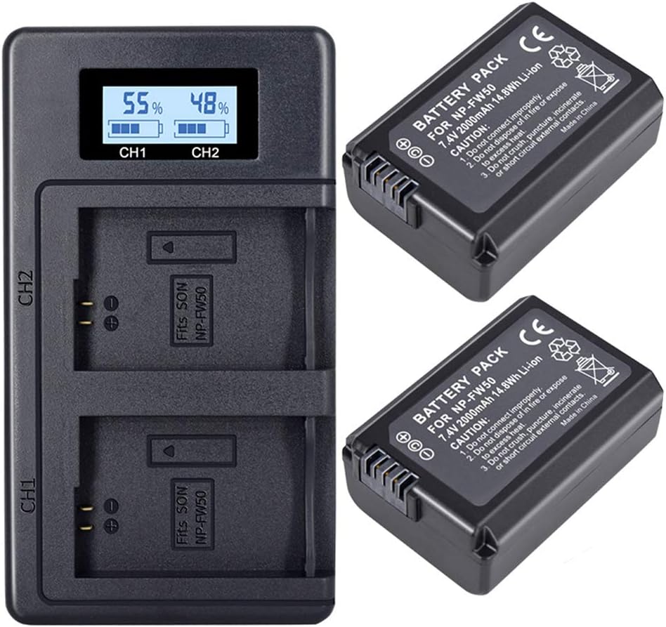 CITYORK NP-FW50 Kamera-Akkuladegerät für Sony A7, A7 II, A7R, A7R II, A7S, A7S II, A600, A6500, A630
