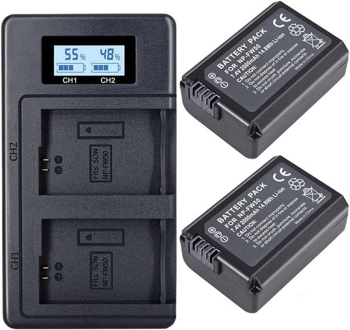 CITYORK NP-FW50 Kamera-Akkuladegerät für Sony A7, A7 II, A7R, A7R II, A7S, A7S II, A600, A6500, A630