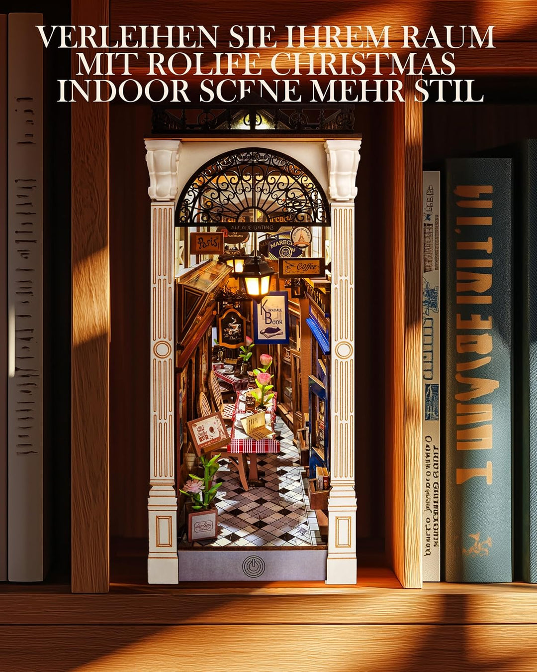 Rolife Book Nook Kit für Erwachsene DIY Miniature House mit Licht für Buchstütze Bibliothek Bücherre