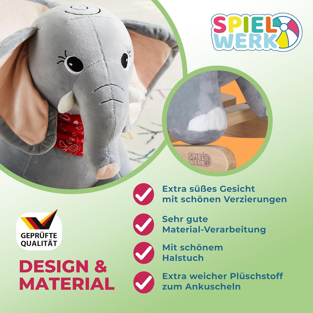 DEUBA® Schaukelelefant Schaukeltier Plüsch Schaukel Wippe Pferd Einhorn Kinder Baby Spielzeug Sound-
