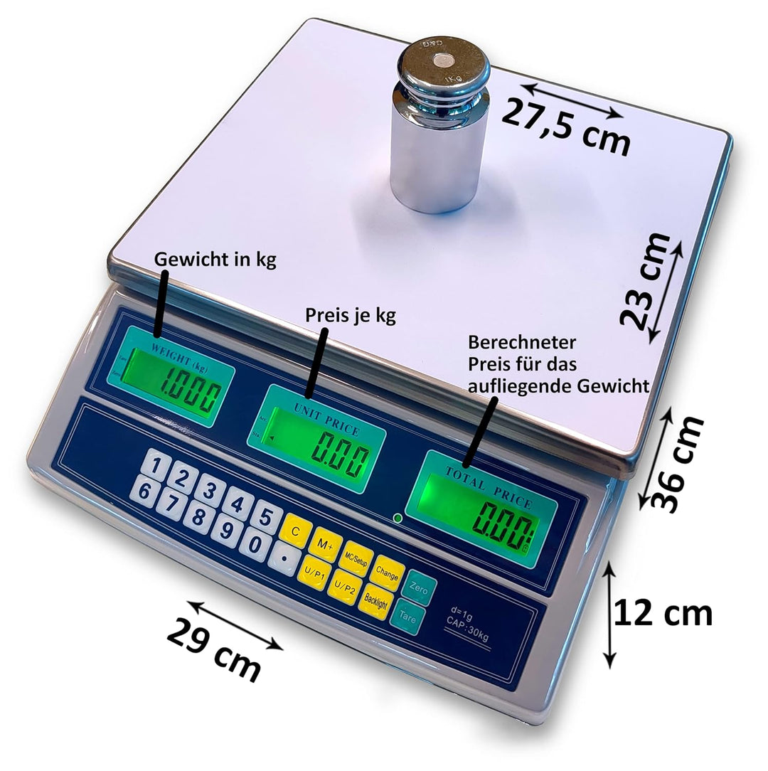 G&G BPS 30kg/1g Preiswaage Marktwaage Ladenwaage