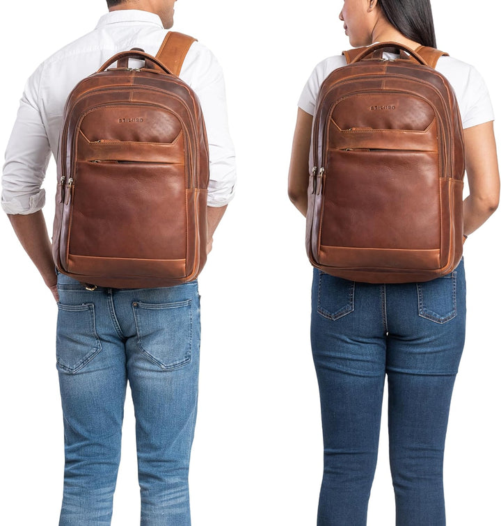 STILORD 'Keno' Leder Rucksack mit Laptopfach 15,6 Zoll Business Rucksack Herren und Damen Bürorucksa