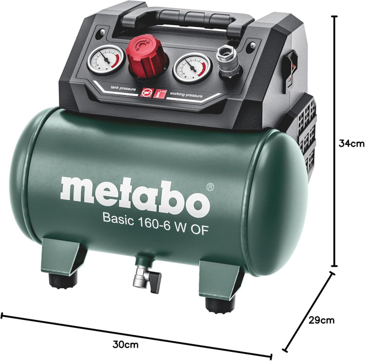 Metabo Kompressor Basic 160-6 W OF (Kessel 6 l, Max. Druck 8 bar, Ansaugleistung 160 l/min, Füllleis