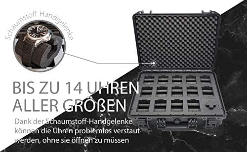 MC-CASES ® Uhrenkoffer Transportkoffer für bis zu 14 Uhren - Reisekoffer - Wasserdicht - Abschliessb