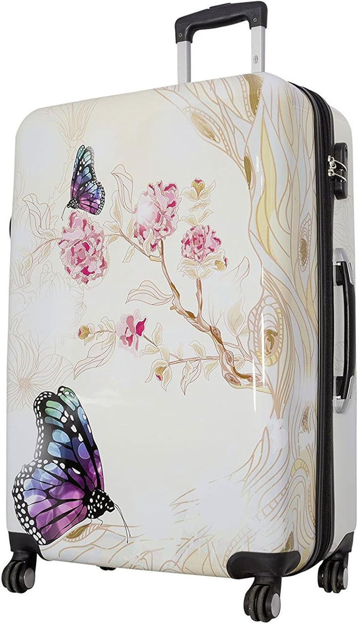 Bowatex Reisekoffer Schmetterling Creme Grosser 115 Li hübsche Motiv Koffer 77 cm
