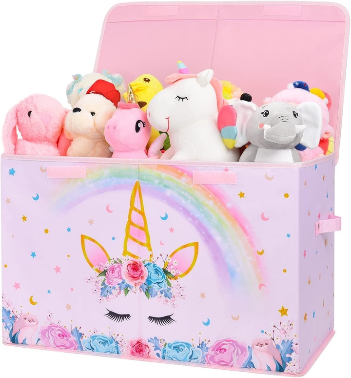 WERNNSAI Einhorn Aufbewahrungsbox mit Deckel - Kinder Spielzeugkiste 64 x 32 x 40cm Spielzeug Kleidu