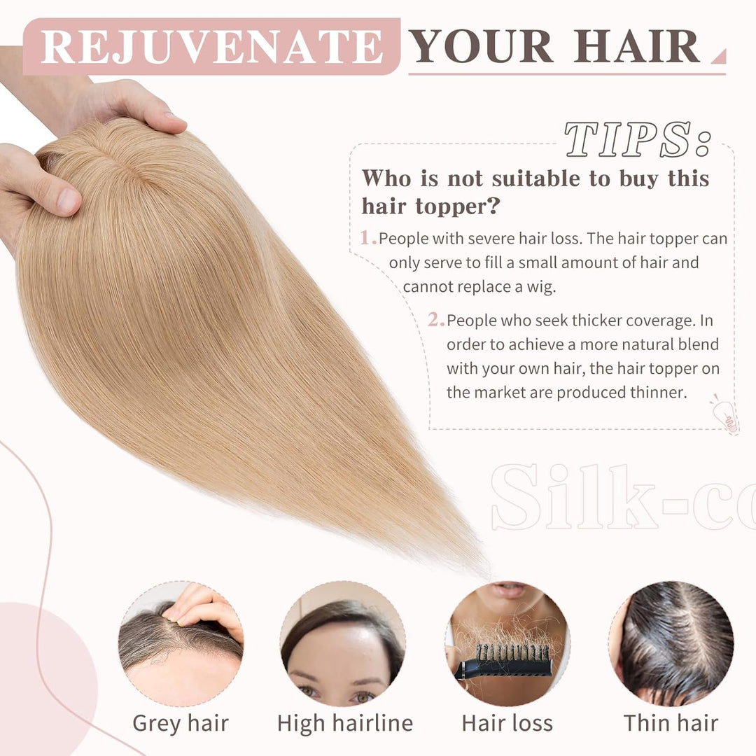 Silk-co Haarteile Echthaar Topper Extensions Echthaar Clip in Extensions Echthaar Glatt Toupet Haarv