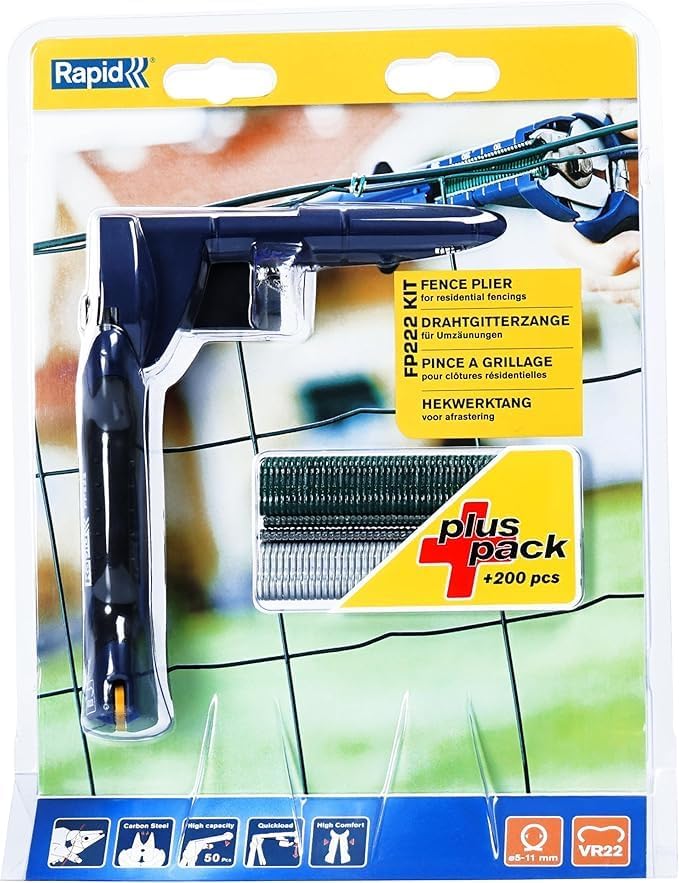 Rapid Zaunzange FP222 Set zur Befestigung von Spanndrähten und Zäunen, mit Magazin, für VR22 Zaun-Ri