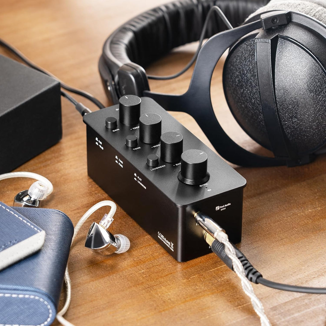 Fosi Audio SK01 Hi-Fi Kopfhörer-Verstärker, Equalizer Vorverstärker mit Bass Mittel Höhen Klangregle