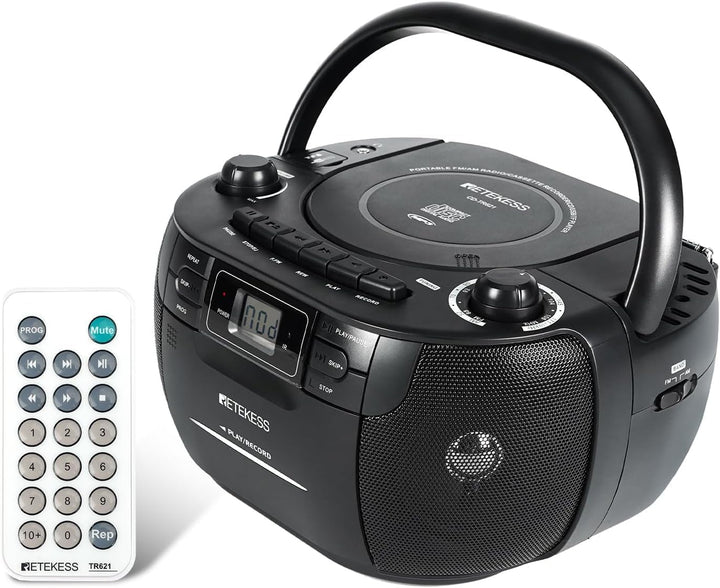 Retekess TR621 Tragbares CD Radio,Kassettenspieler CD,Stereo mit AM FM-Radio,Kassettenrekorder,Unter