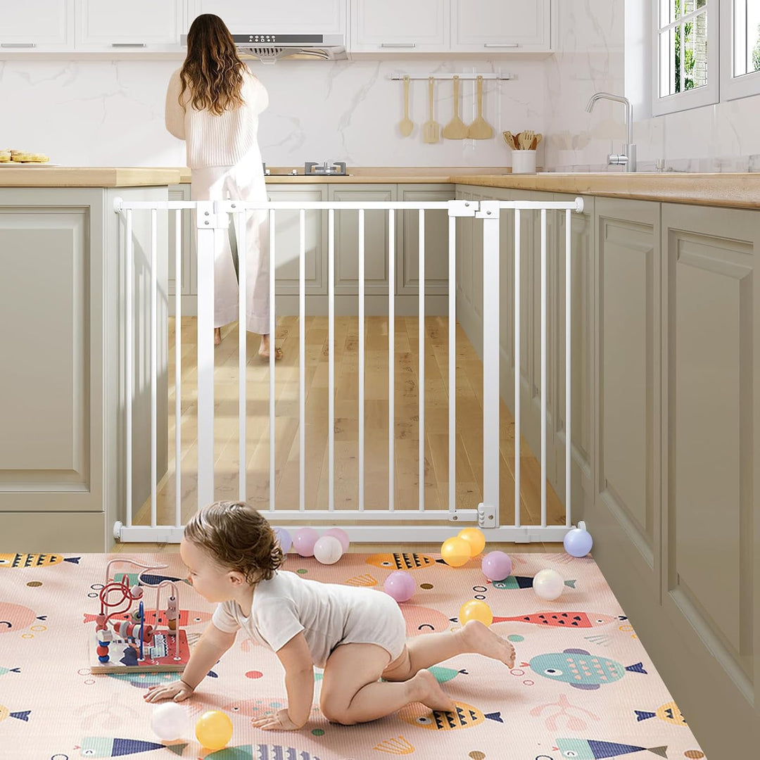 WOLTU Treppenschutzgitter, Türschutzgitter, Absperrgitter, inkl. 2 Verlängerungen von 10 cm, 75-107