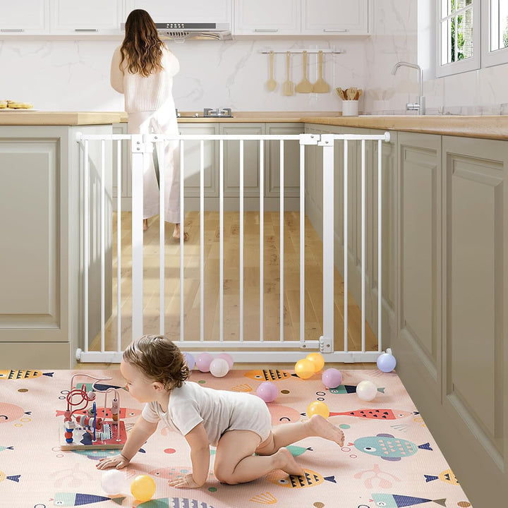 WOLTU Treppenschutzgitter, Türschutzgitter, Absperrgitter, inkl. 2 Verlängerungen von 10 cm, 75-107