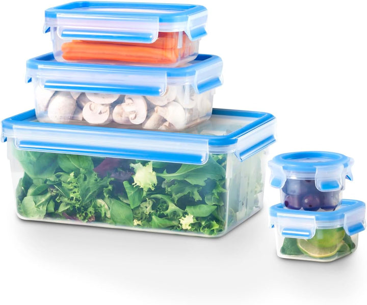 EMSA Clip & Close Frischhaltedosen-Set, rechteckig, 0,15 u. 0,2 u. 0,55 u. 1,00 u. 3,70 L, Aufbewahr