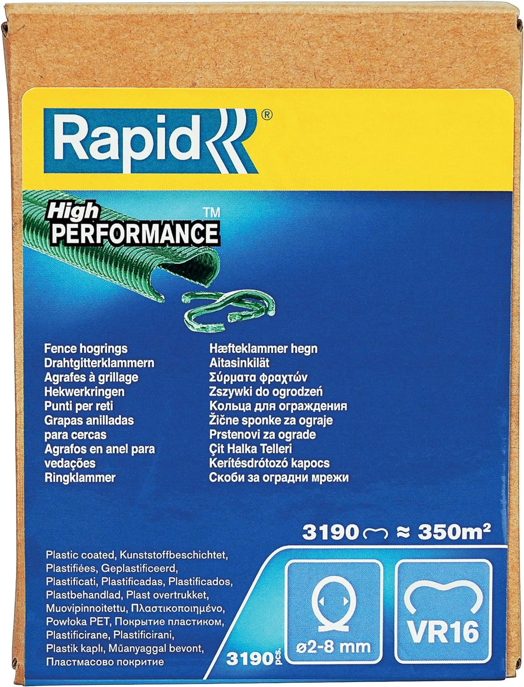 Rapid Zaun-Ringklammern VR16 Grün, 3.190 Stk., zur Befestigung von Spanndrähten und Zäunen, für FP21
