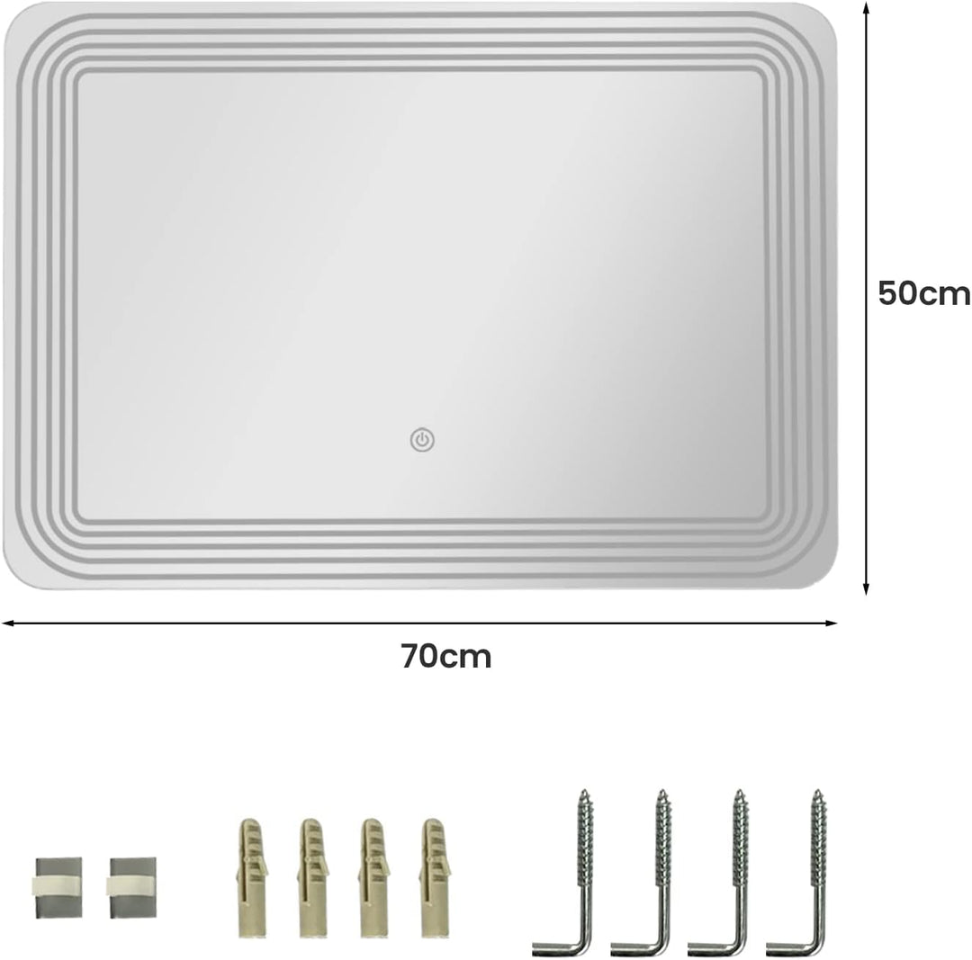 COSTWAY Badspiegel mit Anti-Beschlage Spiegelheizung, LED-Spiegel dimmbar, Badezimmerspiegel 3000K-6